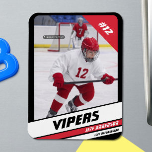 Custom Elite Red Ice Hockey Photo Magnet