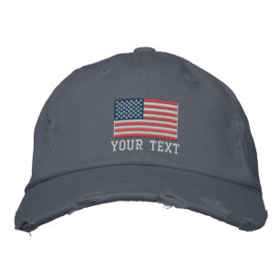 Custom embroidered hats with American flag logo