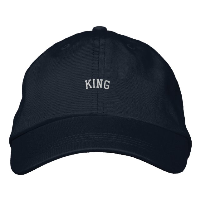 Custom Embroidered "KING" Cotton Baseball Cap (Front)