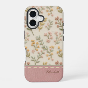 Custom Embroidery Cottagecore Wildflower Estética iPhone 16 Case