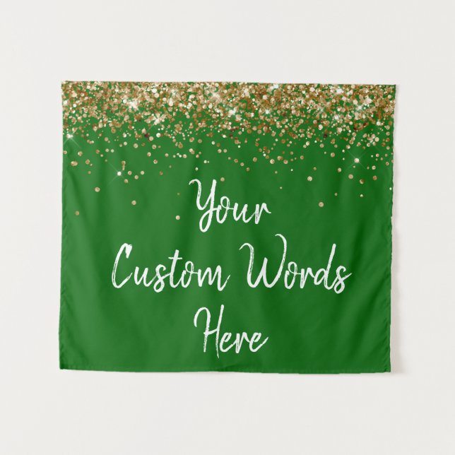 Custom Emerald Birthday Party Gold Photo Booth Tapestry (Front (Horizontal))
