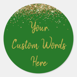 Custom Emerald Green and Gold Birthday Party Favou Classic Round Sticker
