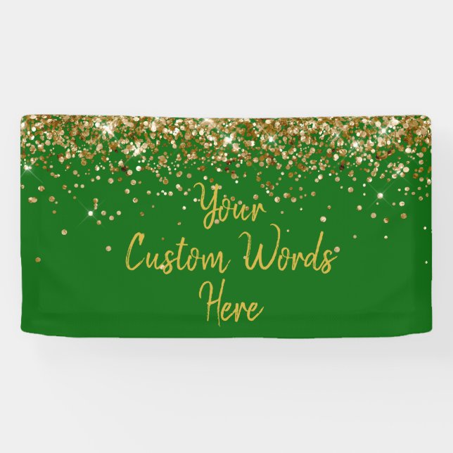 Custom Emerald Green Birthday Party Photo Booth Banner (Horizontal)