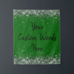 Custom Emerald & Silver Birthday Party Photo Booth Tapestry<br><div class="desc">personalised backdrop for photo booth,  college graduation graduate 15th 18th,  glitter anniversary sweet 16 16th,  personalised 30th 21st 25th 35th,  bridal shower hen do weekend,  wedding reception sparkly son boy,  boho bach prop bachelorette night,  quinceanera 40th 50th 60th 70th,  20th 35th 1st girl daughter,  her high school green black</div>