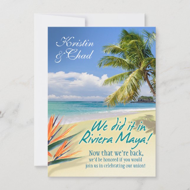 CUSTOM EMERALD WATERS (Riviera Maya) wedding Invitation (Front)