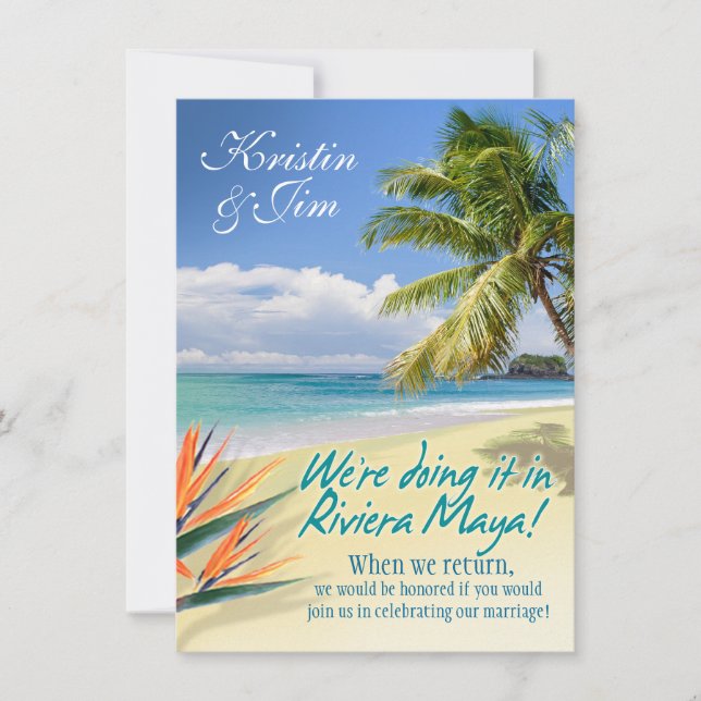 CUSTOM EMERALD WATERS (Riviera Maya) wedding Invitation (Front)
