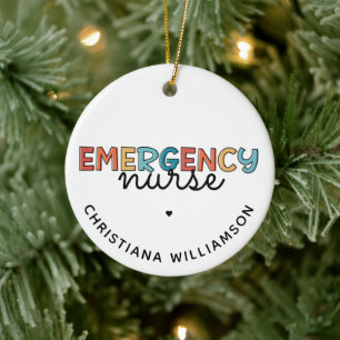 Custom Emergency Nurse ER Nurse Personalised Gifts Ceramic Ornament