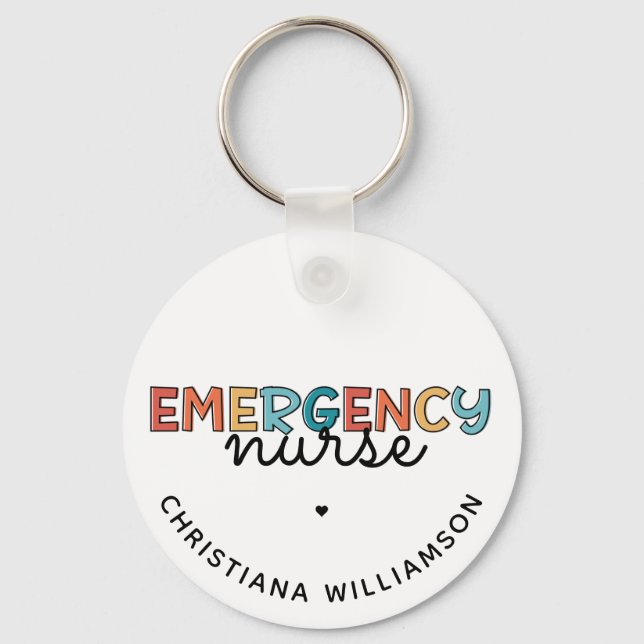 Custom Emergency Nurse ER Nurse Personalised Gifts Key Ring (Front)