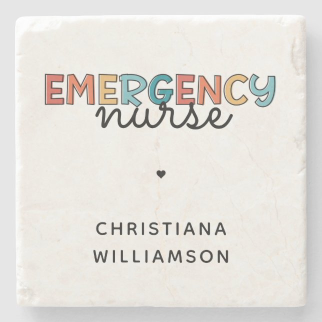 Custom Emergency Nurse ER Nurse Personalised Gifts Stone Coaster (Front)