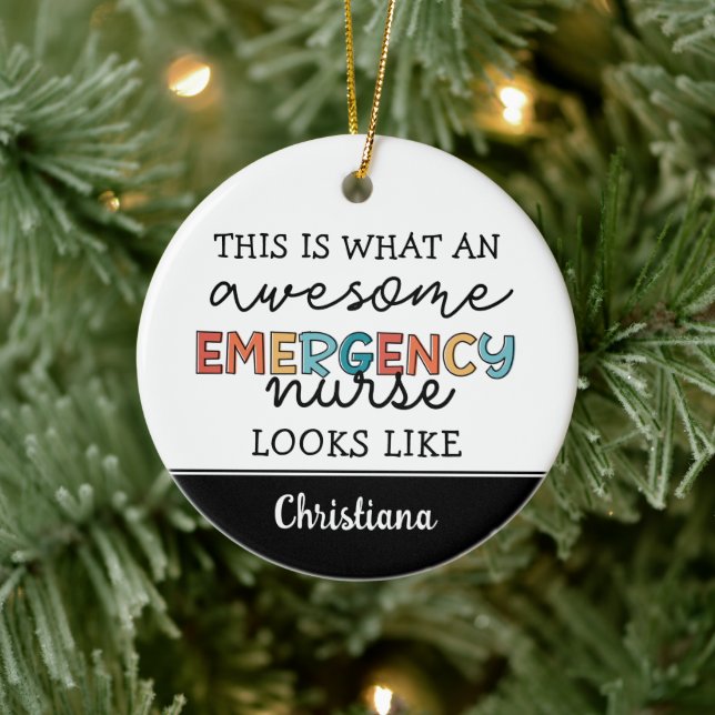 Custom Emergency Nurse Funny Awesome ER Nurse Ceramic Ornament (Tree)