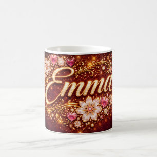 Custom Emma Gold Pink Hearts Romantic Coffee Gift Coffee Mug