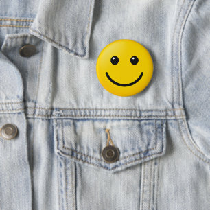 Custom Emoji Style Yellow Face Button Pin Accessor