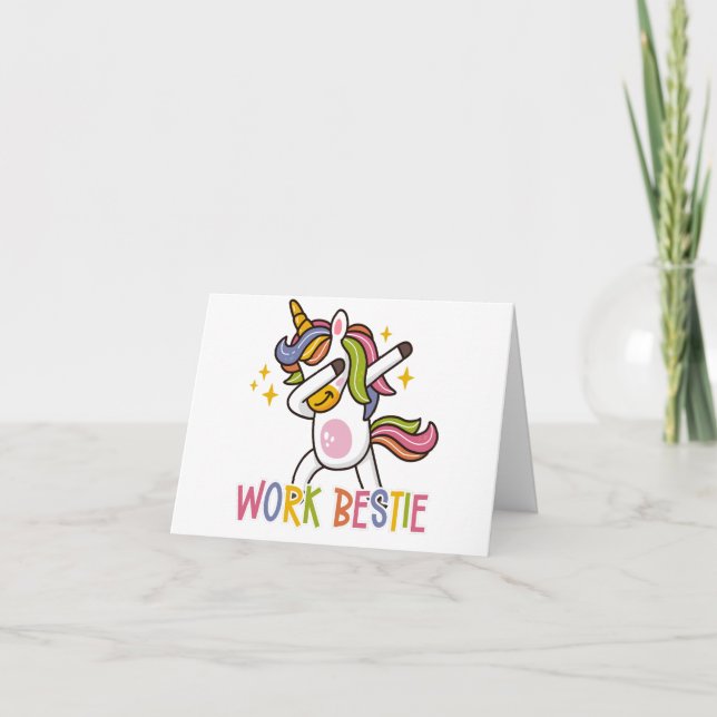 Custom Emotional Support Work Bestie Unicorn Card (Front)