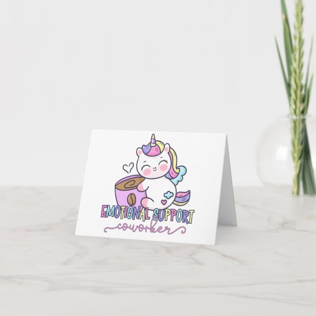 Custom Emotional Support Work Bestie Unicorn Card (Front)
