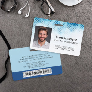 Custom Employee Badge - logo barcode photo ID Badge