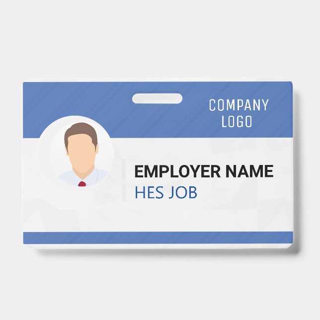 Custom Employee Badge Photo, Bar Code, Logo, Name ID Badge (Front)