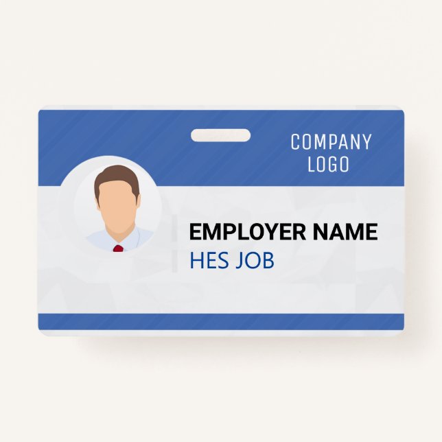 Custom Employee Badge Photo, Bar Code, Logo, Name ID Badge (Front)