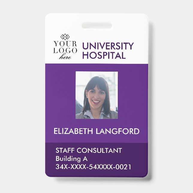 Custom Employee Badge | Photo, Logo and Colour ID Badge (Front)