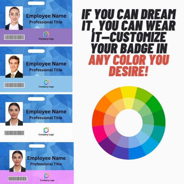 Custom Employee Badge with Photo, Barcode, Logo, ID Badge (Personalized Name Badges & Professional ID Solutions, Customised Name Badges For Any Profession )