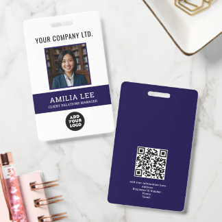 Custom Employee Badge with Photo Logo, Qrcode ID Badge