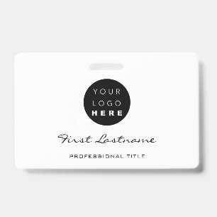 Custom Employee Bar Code Logo Name Black White ID Badge