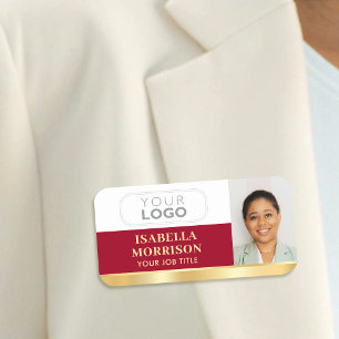 Custom Employee Branded Red Gold Magnetic or Pin Name Tag