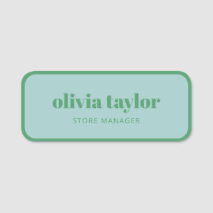 Custom Employee Business Blue Green Staff Cute Name Tag