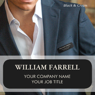 Custom Employee Corporate Black Cream Magnetic Name Tag