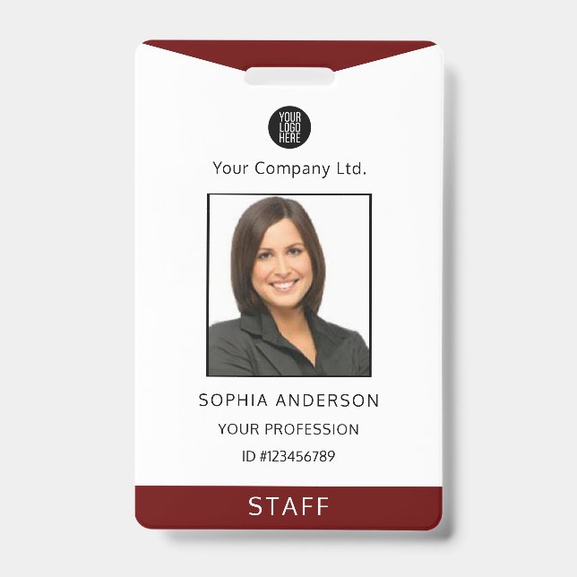 Custom Employee Corporate Business Logo Photo ID   Badge (Front)
