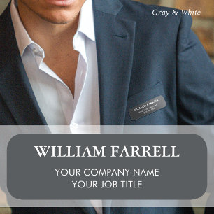 Custom Employee Corporate Grey Magnetic Name Tag