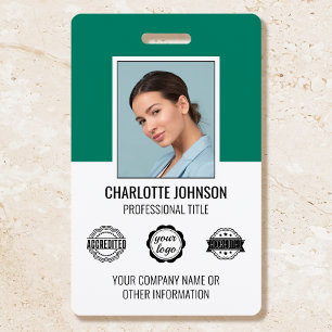 Custom Employee ID Badge Business Logo Green