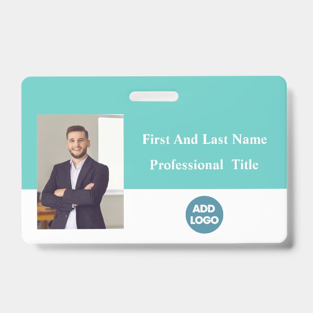 Custom Employee ID Badge - Name, Photo, Barcode  (Front)