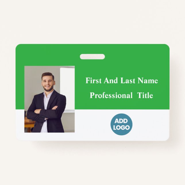 Custom Employee ID Badge - Name, Photo, Barcode  (Front)