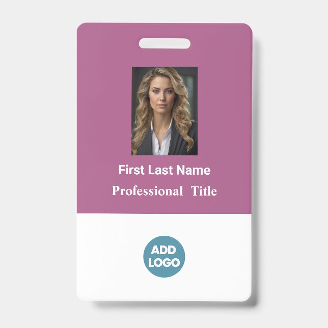 Custom Employee ID Badge - Name, Photo, Logo,.. (Front)
