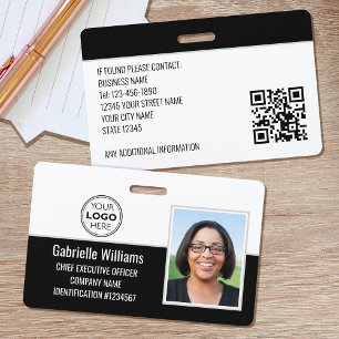 Custom Employee ID Badge Photo Logo Security Black