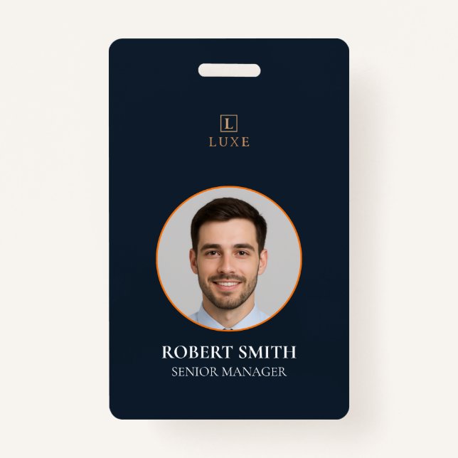 Custom Employee ID Badge with Photo & Barcode (Front)