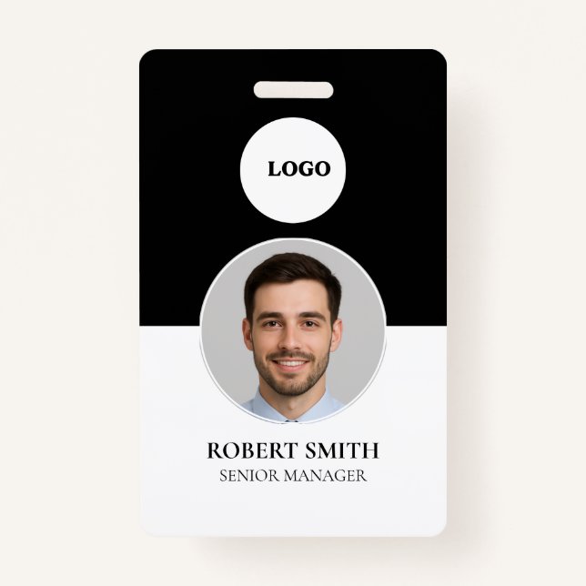 Custom Employee ID Badge with Photo & Barcode (Front)