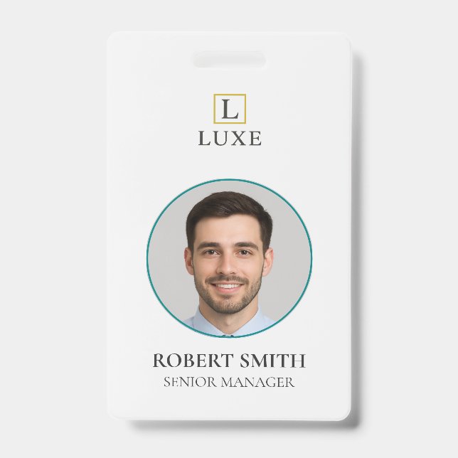 Custom Employee ID Badge with Photo & Barcode (Front)