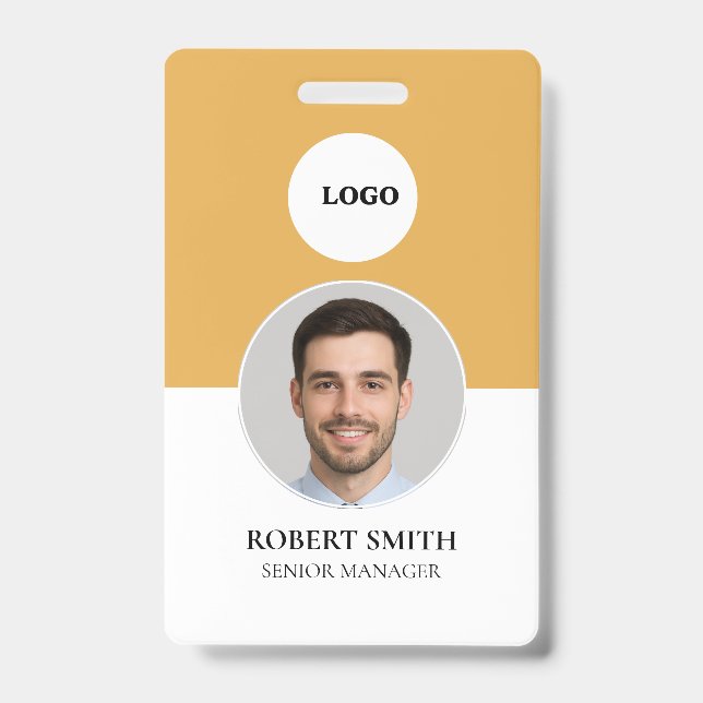 Custom Employee ID Badge with Photo & Barcode (Front)