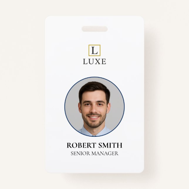 Custom Employee ID Badge with Photo & Barcode (Front)