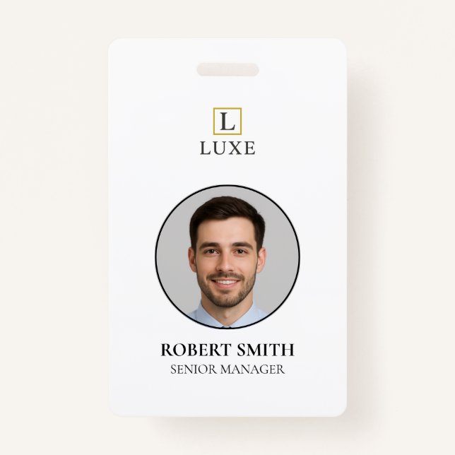 Custom Employee ID Badge with Photo & Barcode (Front)