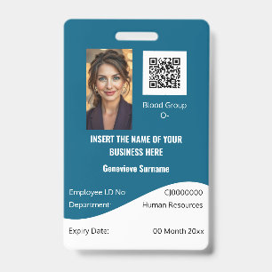 CUSTOM employee ID card dusky blue white Badge