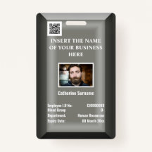 Custom employee ID card | Photo logo silver grey