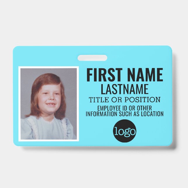 Custom Employee ID - Photo, Bar Code, Logo, Name Badge (Front)