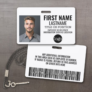 Custom Employee ID - Photo, Bar Code, Logo, Name Badge