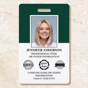 Custom Employee ID Photo Logo Modern Dark Green Badge