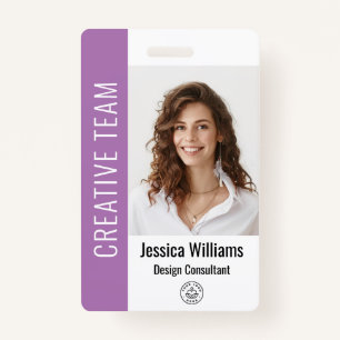 Custom Employee Large Photo, BarCode, Logo, Name ID Badge