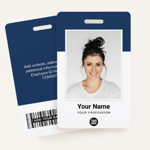 Custom Employee Large Photo, BarCode, Logo, Name ID Badge