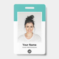 Custom Employee Large Photo Turquoise Logo Name