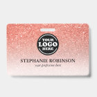 Custom Employee, Logo Name Badge | Pink Glitter